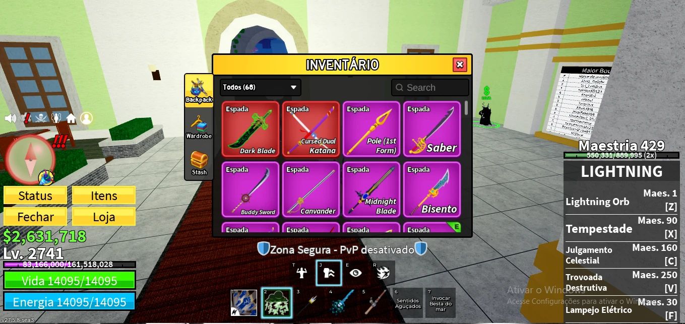Conta de Blox Fruit Muito Upada e Gemada com Control Perm e Phoenix