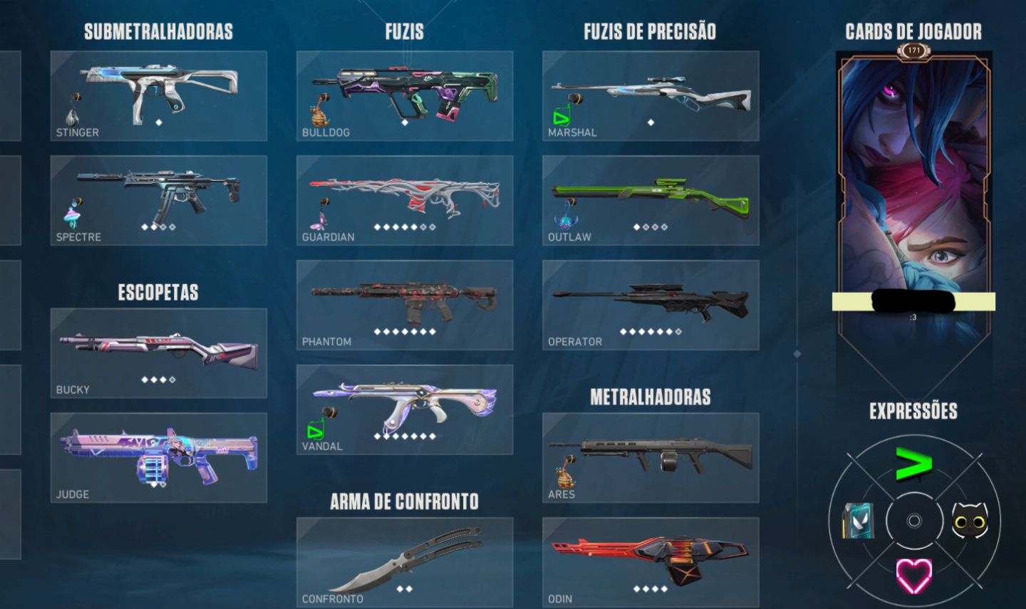 Conta de Valorant R$3400 gastos. +de 13 skins de vandal e phantom.
