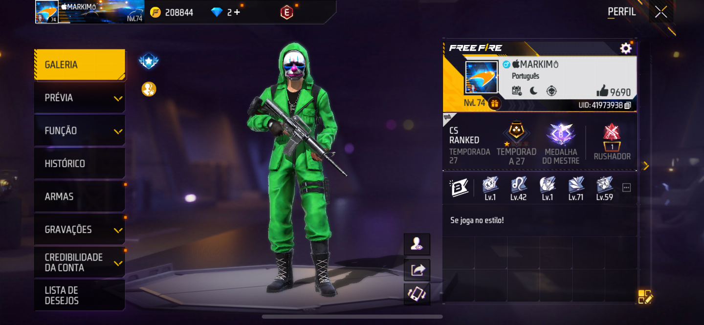 Conta free fire rara