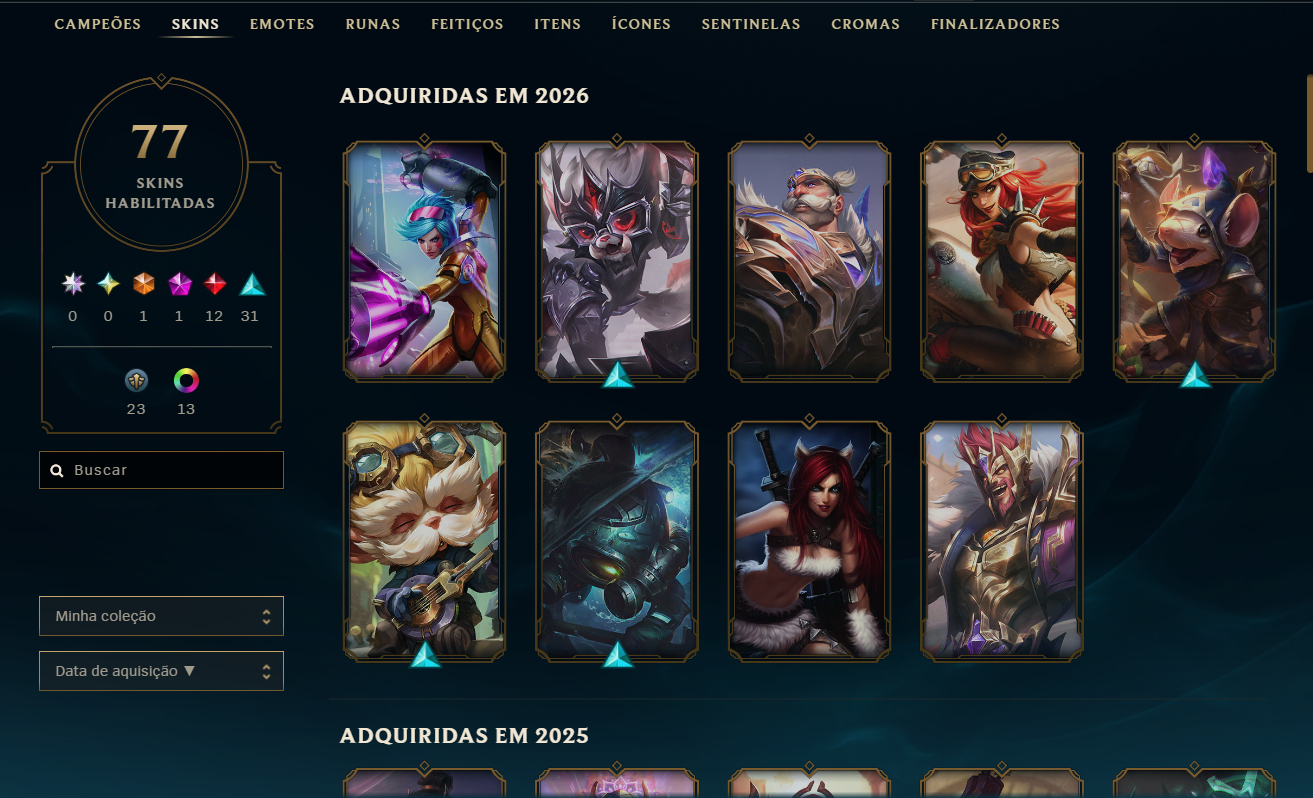 CONTA LOL LVL 163 | 77 SKINS (12 LENDÁRIAS) | MONO TAHM KENCH | HONRA 5