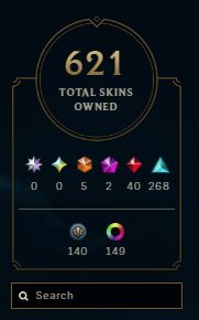 CONTA DE LOL 621 SKINS