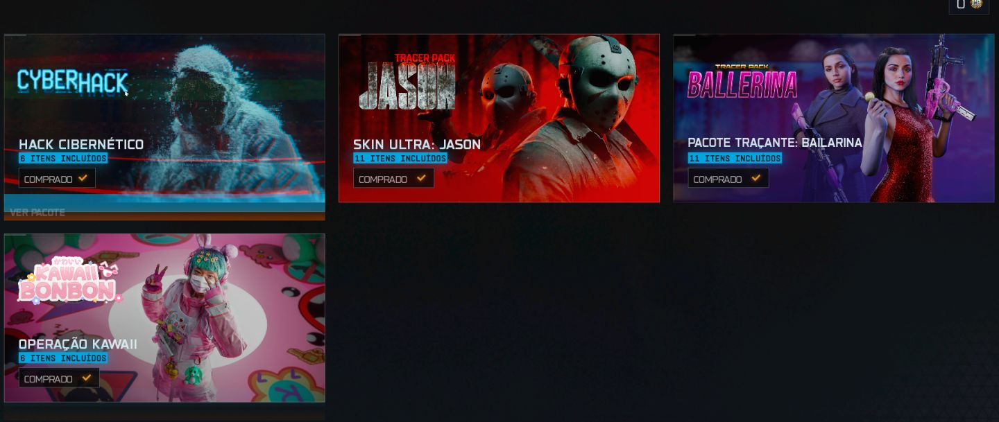 CONTA WARZONE SKINS RARAS COM BAILARINA, JASON, CHUCKY, NOIVA DO CHUCK, PREDADOR