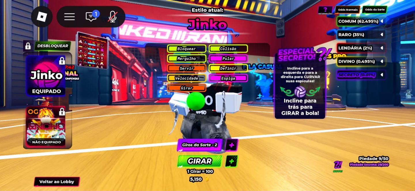 Conta de roblox volleybol legends