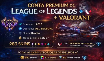 CONTA LOL RARA 2013 | DIAMANTE ALL SEASONS | 283 SKINS | +VALORANT | NEVER BAN