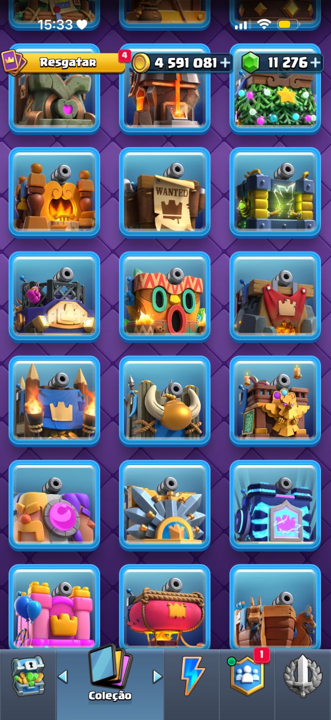 CONTA CLASH ROYALE FULL, 256+ EMOTES RARÍSSIMOS, 50 SKINS DE TORRE