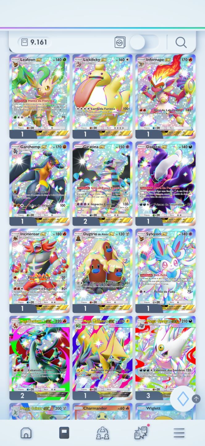 Conta pokemon TCGP cartas raras