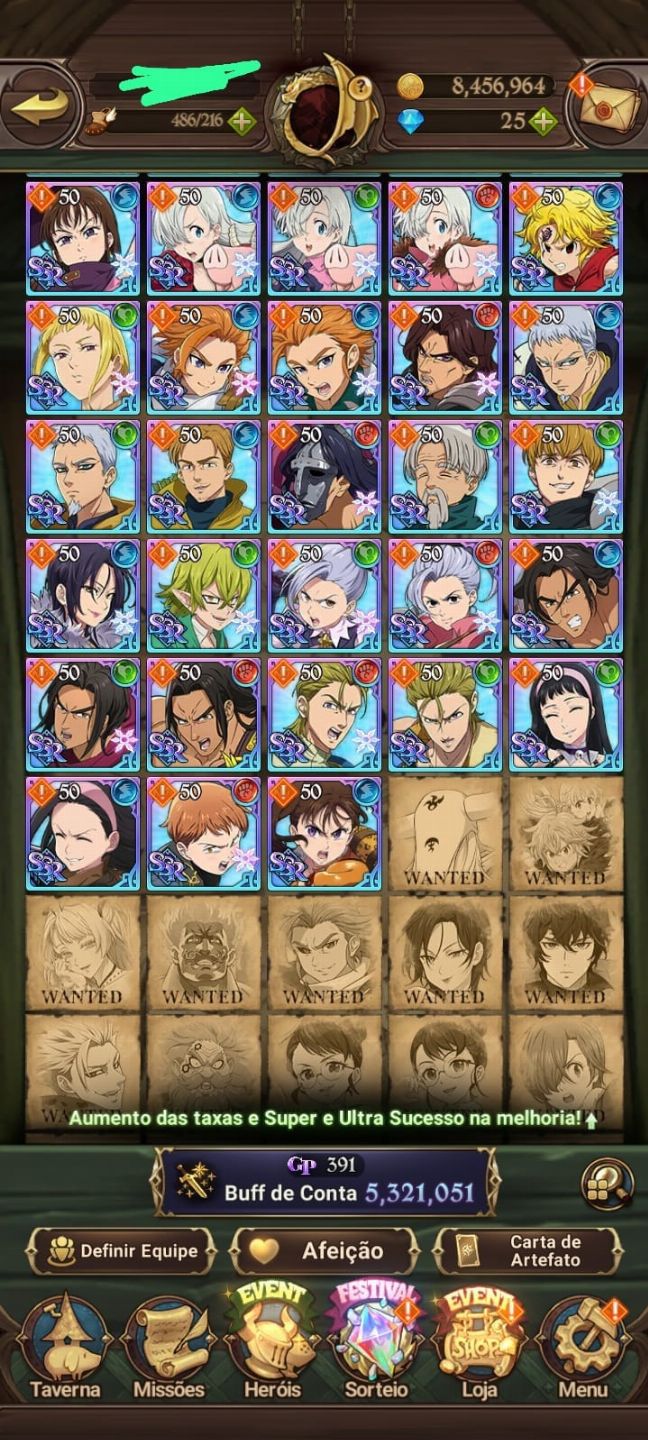 CONTA De 7DS com COLLAB RE ZERO + SLIME + SOLO