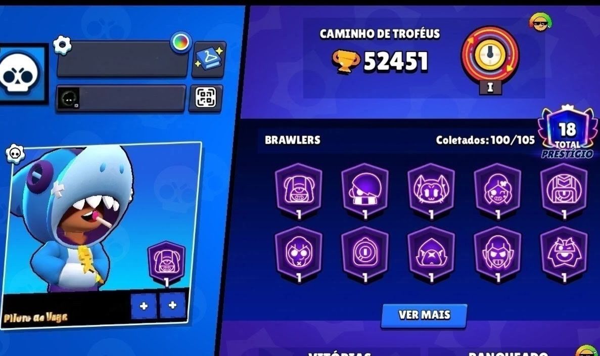 (Valor negociável)CONTA BRAWL STARS 52.451 TROFÉUS-241 SKINS -100/105 BRAWLERS