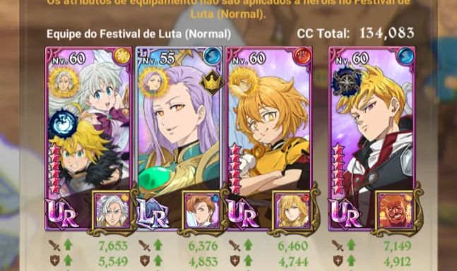 Conta starter com Elizabeth e Meliodas e Mael ur