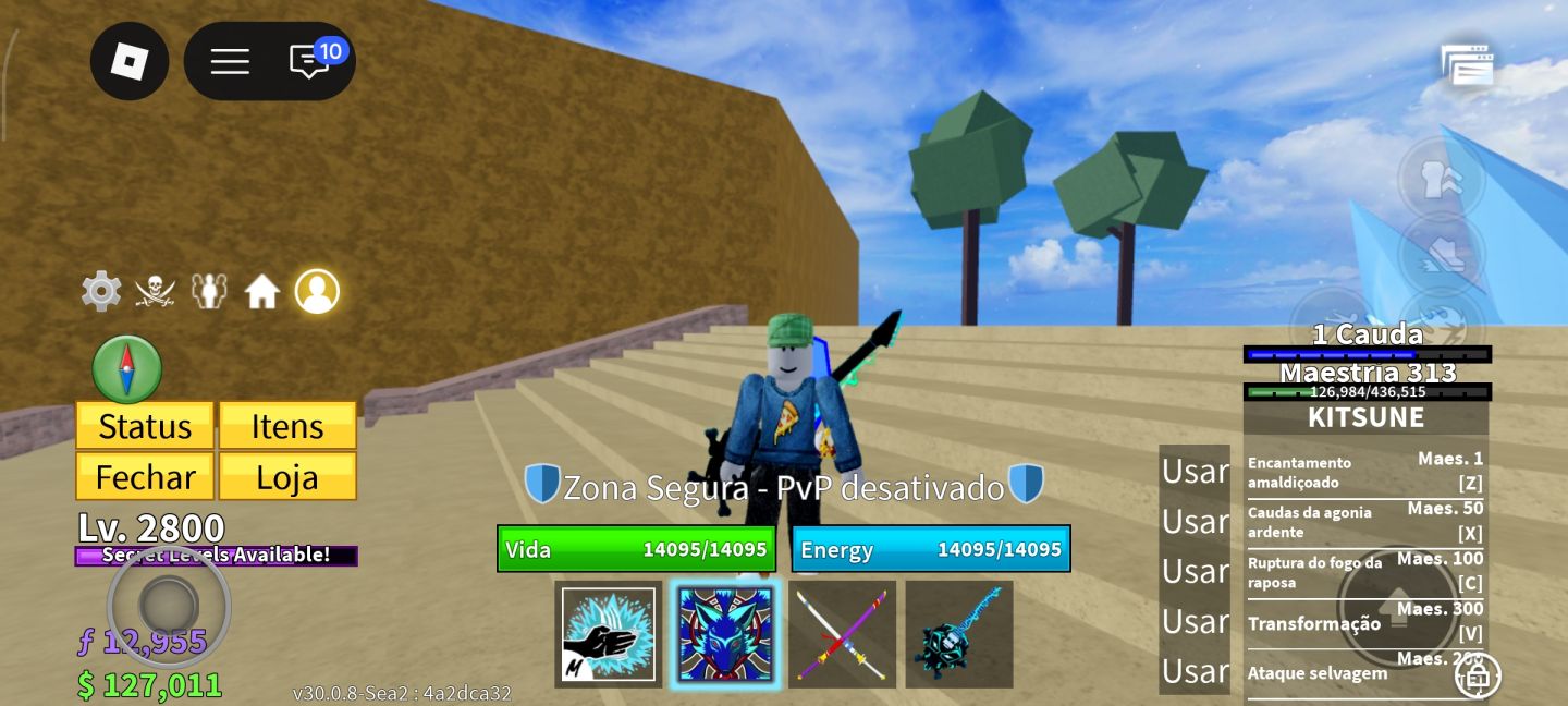 CONTA DE BLOX FRUIT COM KITSUNI INGERIDA +CDK+SG+GODHUMAN