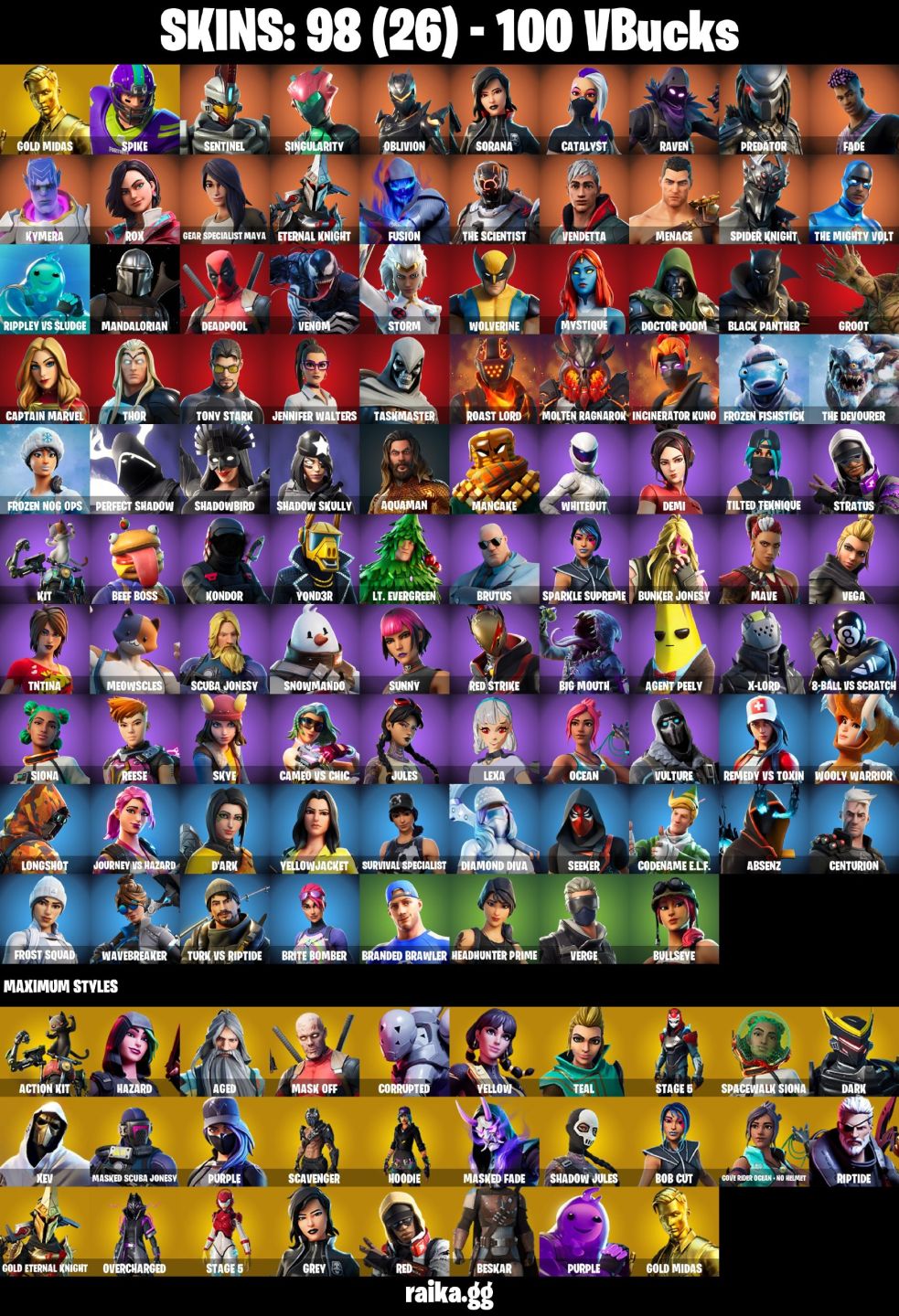 CONTA FORTNITE COM 98 SKINS GOLD MIDAS/STORM/SPIKE/JULES/VENOM/OCEAN/VERGE