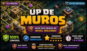 UPO SEUS MUROS CLASH OF CLANS + VILA PRINCIPAL E CONSTRUTOR