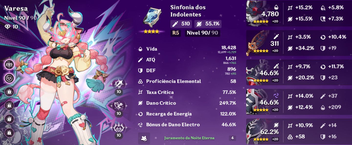 |Genshin AR60| 21K Gemas + 57 Personagens 5 + 16 Armas 5 Kinich top 2% Ganyu 3%
