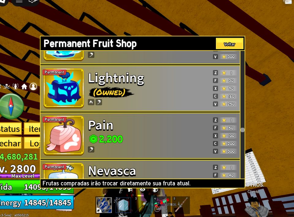 CONTA BLOX FRUITS | 4 FRUTAS PERMANENTES ICE LIGHTNING T-REX