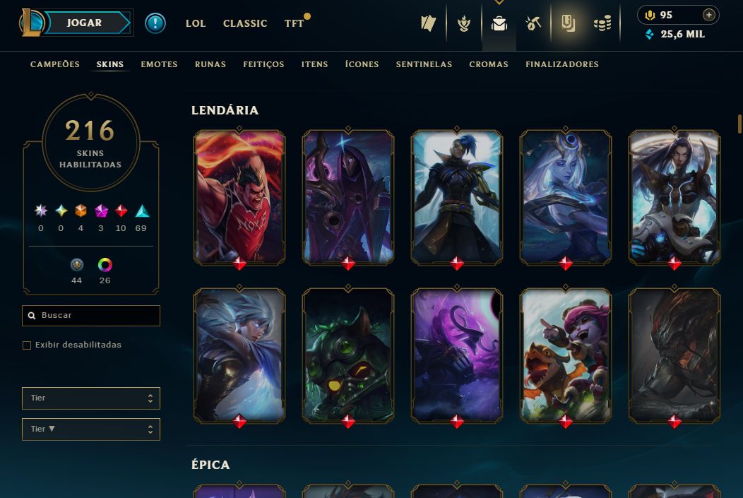Conta Main Riot 2016 | LOL: 216 Skins | Valorant com Faca Sublime + Vandals