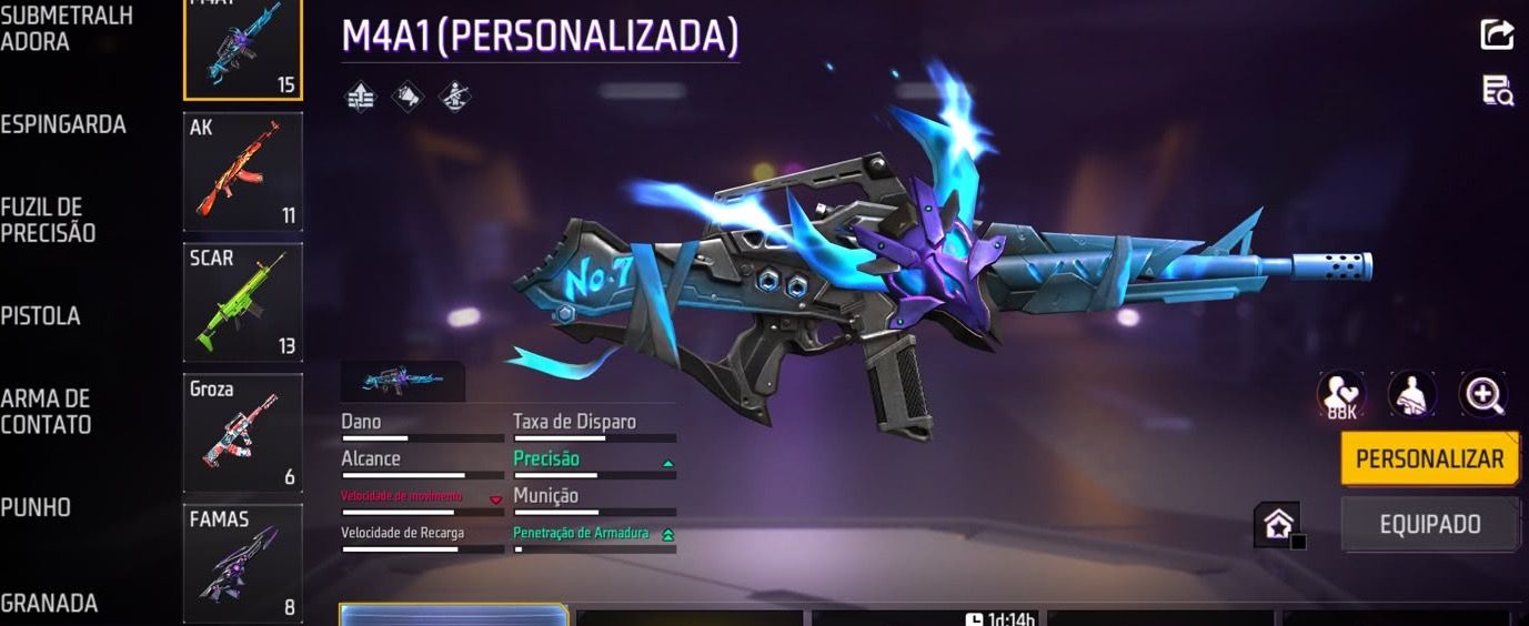 Conta de Free Fire muito boa com itens muito raro