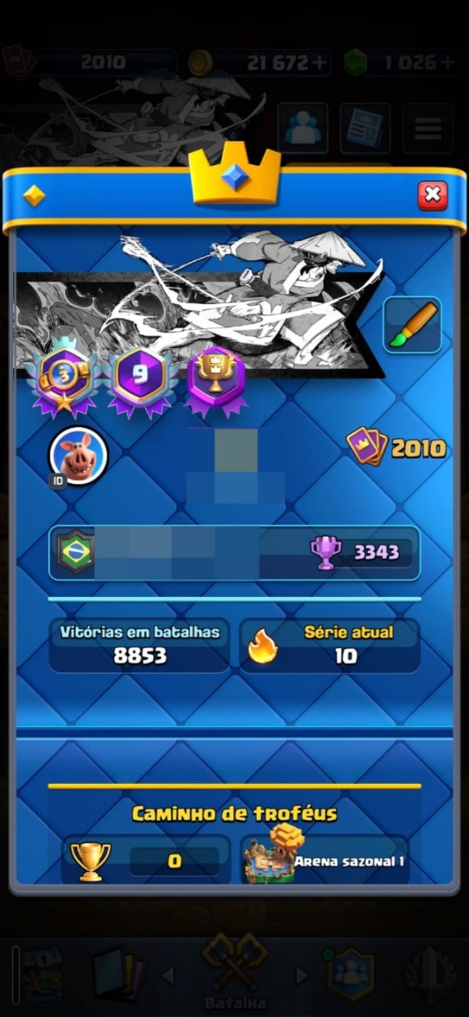 Conta Clash Royale 9 anos de jogo, Nível da coleção 2010, 24 evoluções 8 heróis