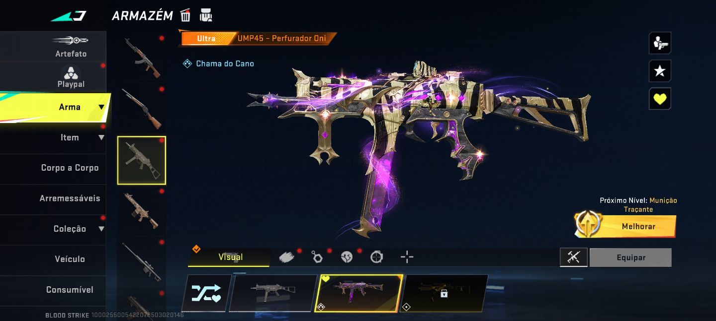Conta de blood Striker rara como várias skins ultra um personagem eterno
