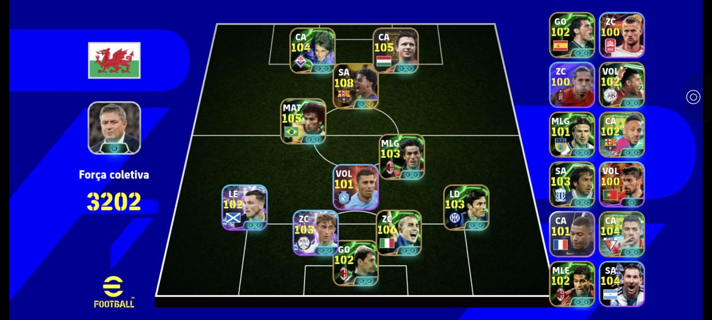 EFootball Mobile | Yamal 108 + Puskás 105 + Zico 105 + Cannavaro 106 | 3199 F