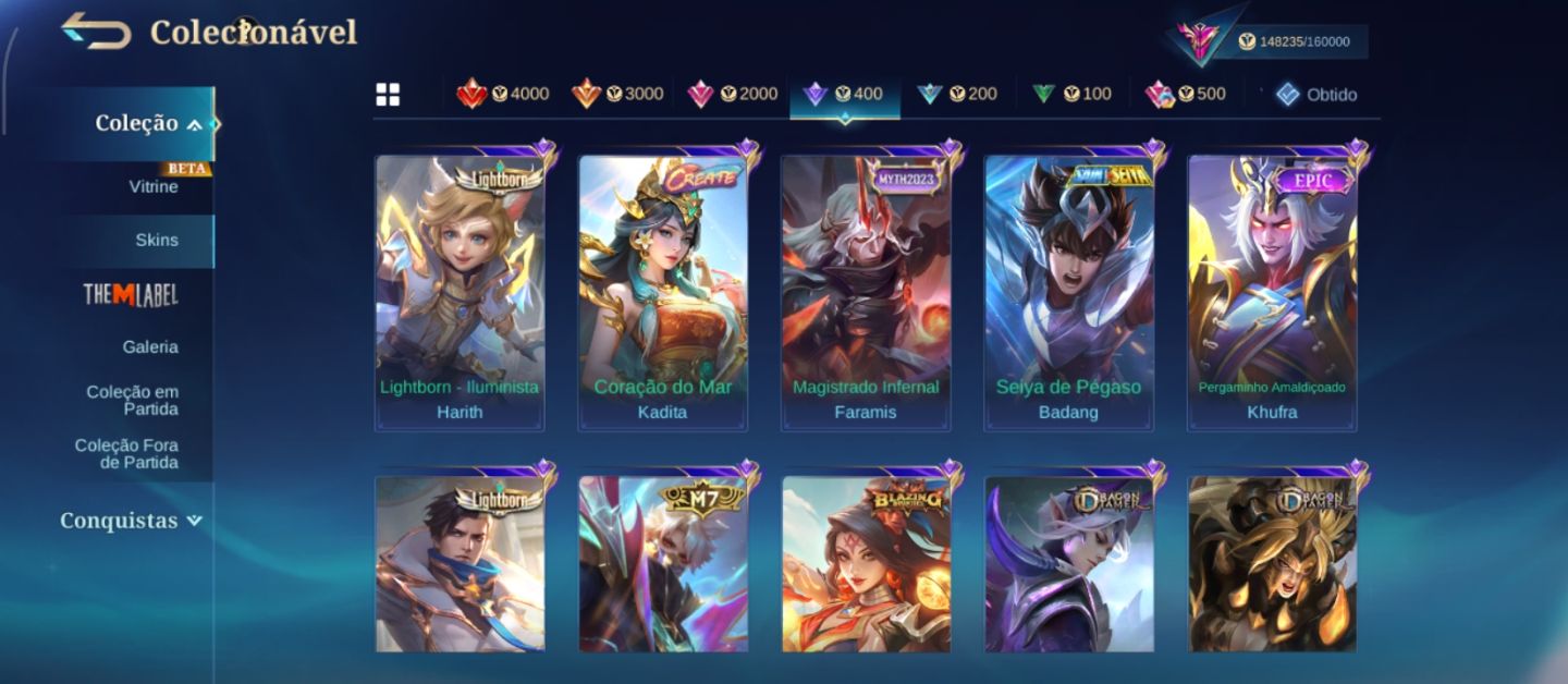 Legend Lunox - 463 Skins - Full herói e emblemas - líder de clã nível 10