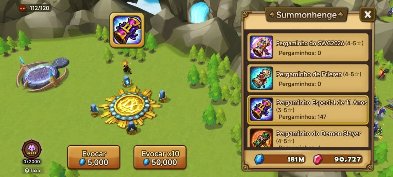 Conta Sumoners WARS 90k de diamantes + de 1Mil pergaminhos para sumons