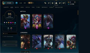 95 SKINS: 3 MITICAS + 6 LENDARIAS + 42 EPICAS E MT MAIS! (FA) RANK: PRATA 2