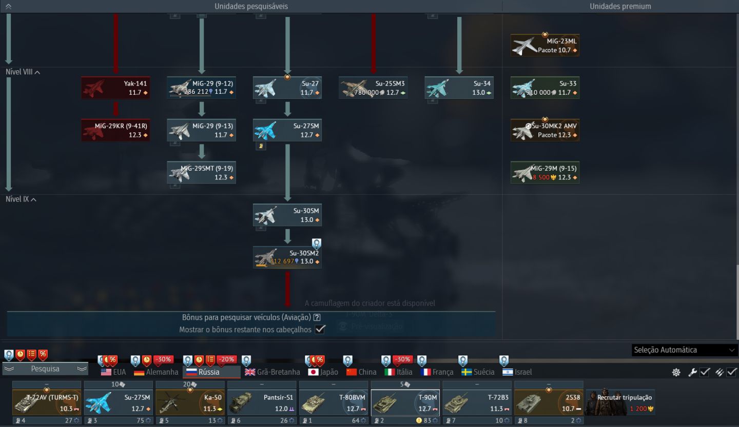 1 x Conta WarThunder com Alemanha/Russia FULL TOP TIER