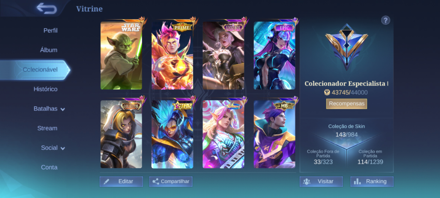 CONTA MBL, BOA E BARATA PRA INICIANTES NO JOGO. COM SKIN CARAS E COM POUCAS PT