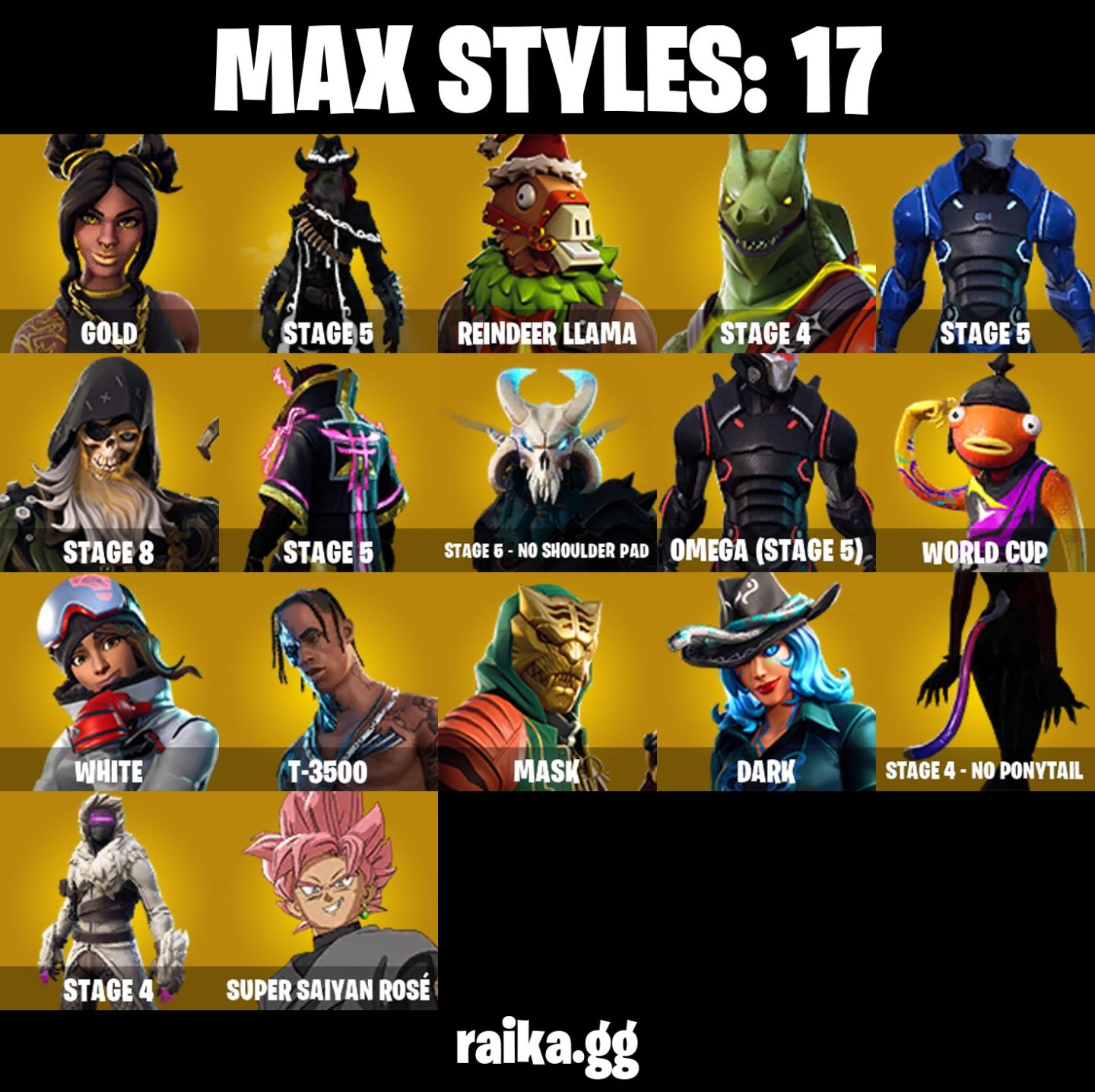 61 skins Travis Scott Omega (stage 5) WORLD CUP Reflex Sultura Trailblazer MAKO