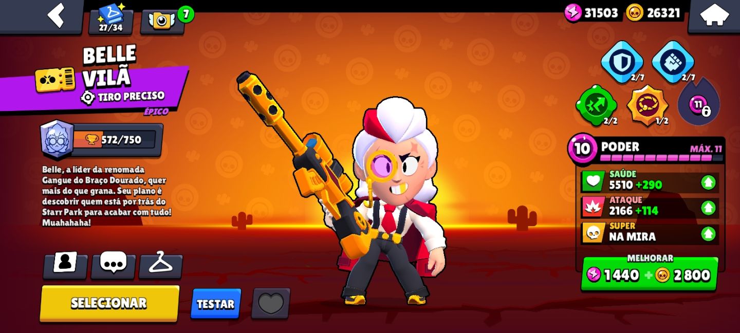 CONTA BRAWL STARS OG 2020. COLT PISTOLEIRO SHELLY CLÁSSICA. BELLE VILÃ E ETC
