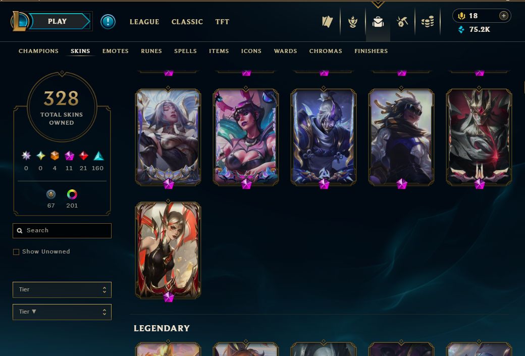 CONTA MASTER LOL | COLEÇÃO SENNA COMPLETA + VICTORIOUS COMPLETA | 328 SKINS
