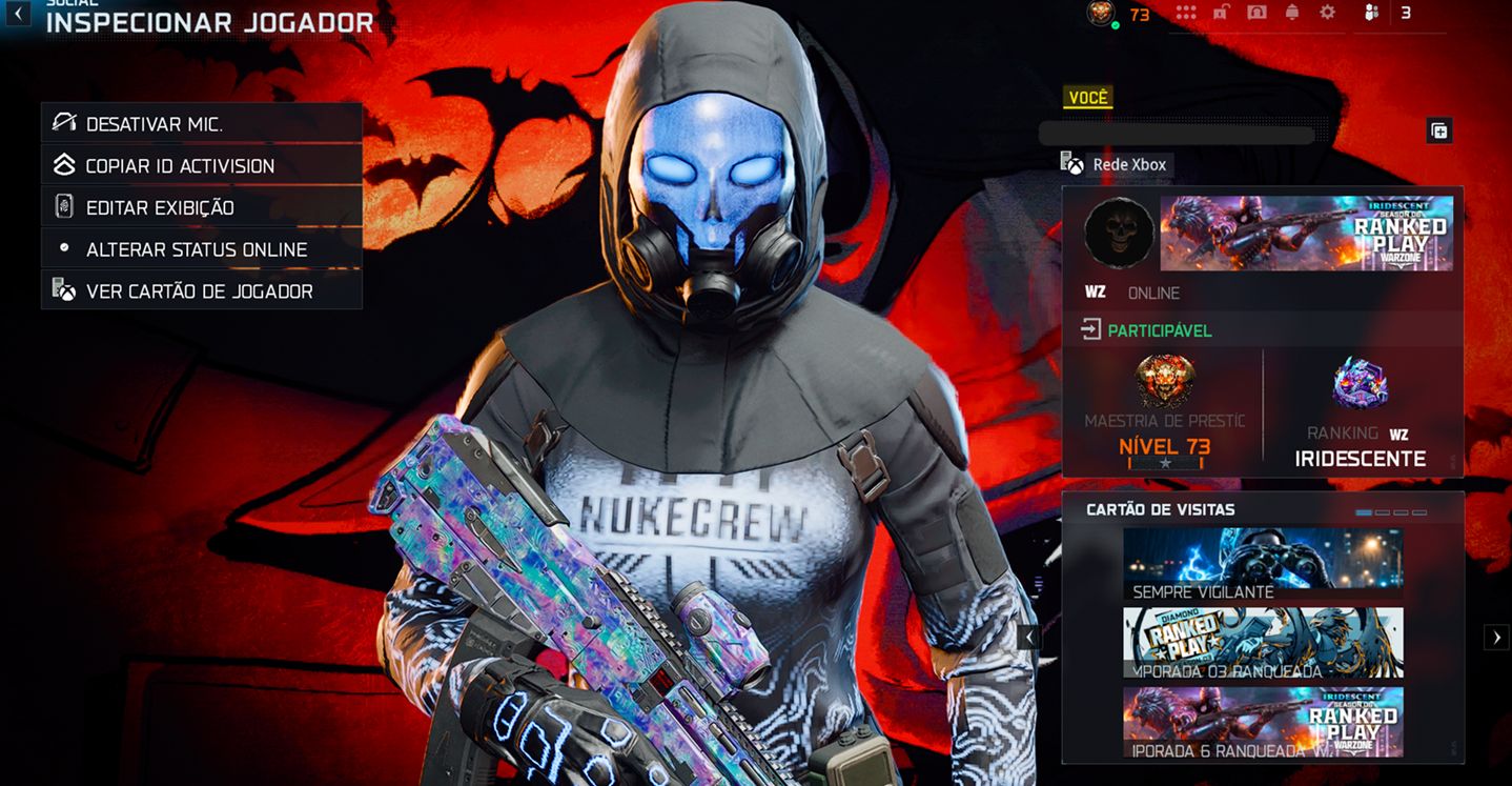CONTA WARZONE IRIDESCENTE SEASON 6 + NUKE + PRESTIGIO MASTER LEVEL 73
