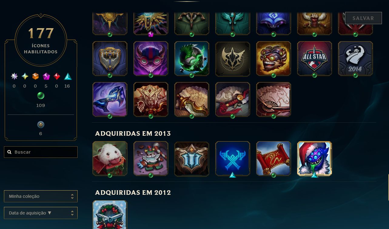 RARA 2012 - 115 SKINS - TODOS CAMPEÕES - FULL ACESSO 100% SEGURA