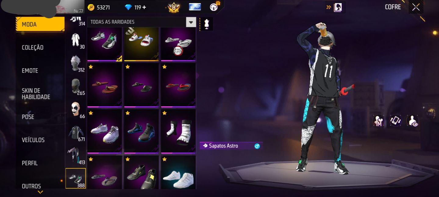 CONTA DE FREE FIRE PRIME 8 (MUITAS ATRIBUTADAS)