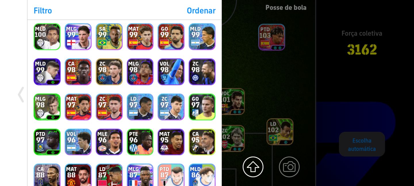 CONTA eFOOTBALL | ELENCO 3162 | ZC 107 | VÁRIOS 100+