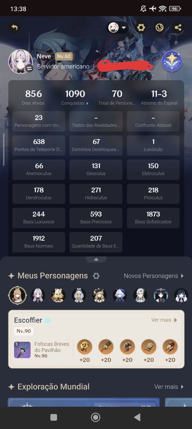 Conta com Furina C2 e Raiden C2