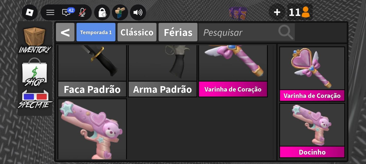 Faca e arma do murder roblox