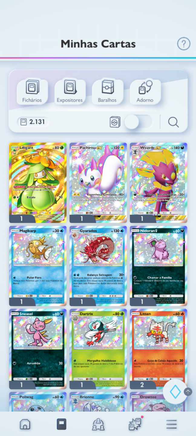 Conta Pokémon TCG - NV 37 com mais de 2k cartas, Lilligant Dourado e muito mais!