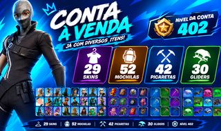 CONTA DE FORTNITE 29 SKINS / 30 GLIDERS / 42 PICARETAS