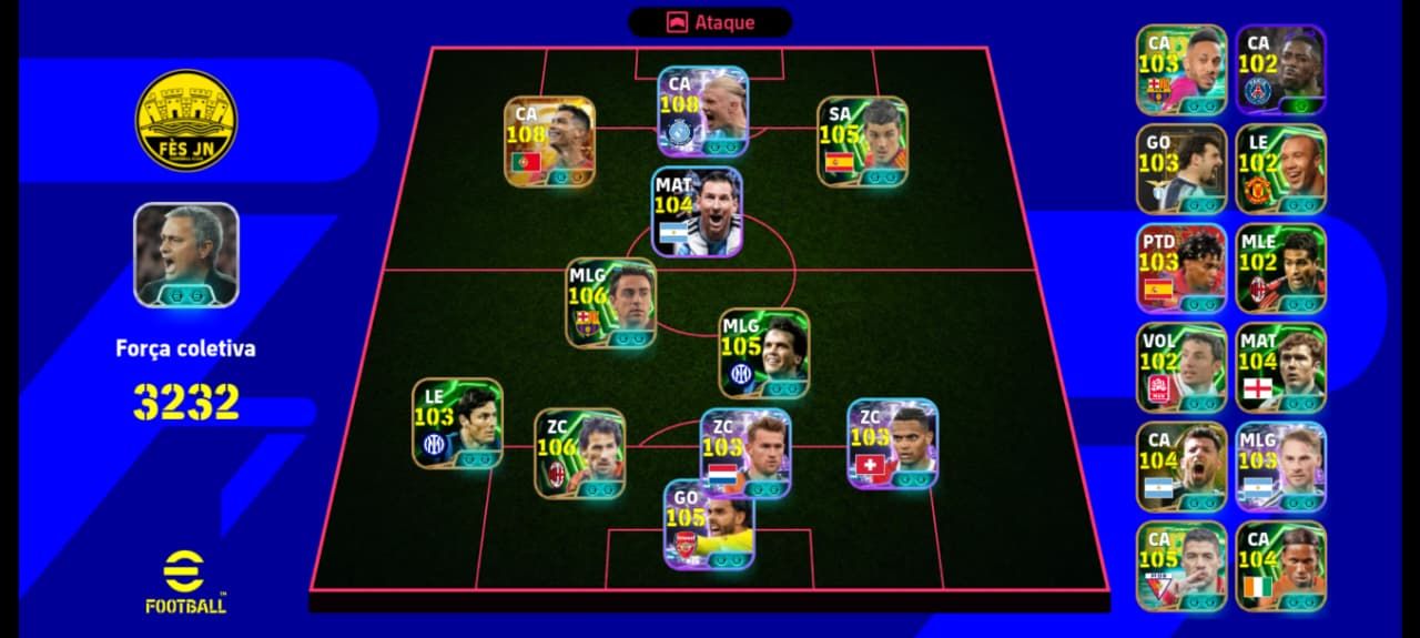CONTA EFOOTBALL MOBILE 3232 DE FORÇA | CR7 108 + HAALAND 108 | ELENCO COMPLETO