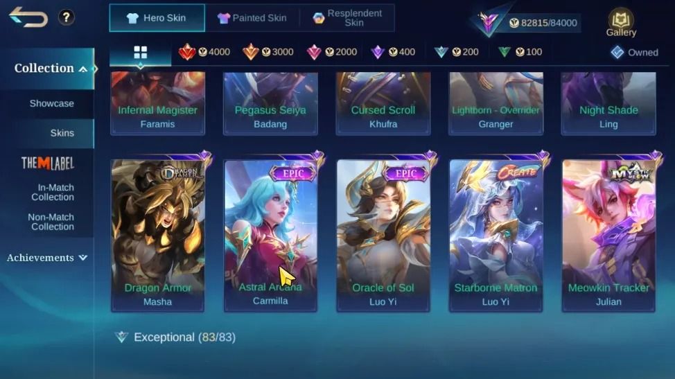 344 SKINS - 4 ZODIAC - FULL HEROIS E EMBLEMAS