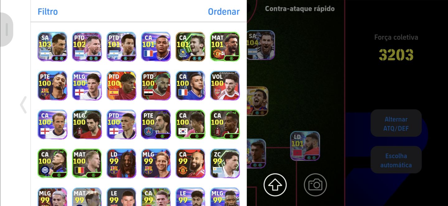 CONTA EFOOTBALL 3203 DE FORÇA COLETIVA COM RODRI 107 E BELLINGHAM SHOW TIME 106