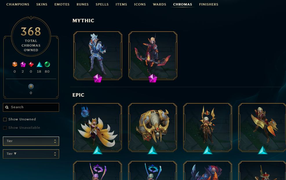 1098 SKINS, 368 CHROMAS - CONTA DE LEAGUE OF LEGENDS