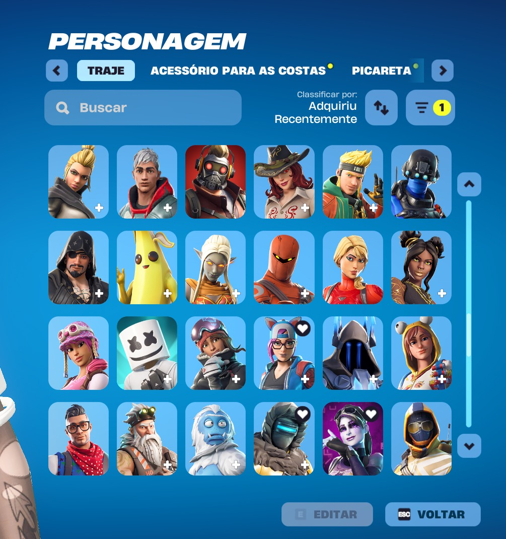 CONTA ANTIGA 175 SKINS ARIANA GRANDE, THE WEEKND, O CEIFADOR, 120 PICARETAS