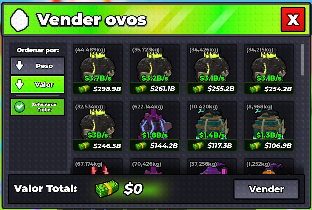 Conta quase FULL 2.9T Velocidade $2.8T/s [Steal An Egg/Roube um Ovo]