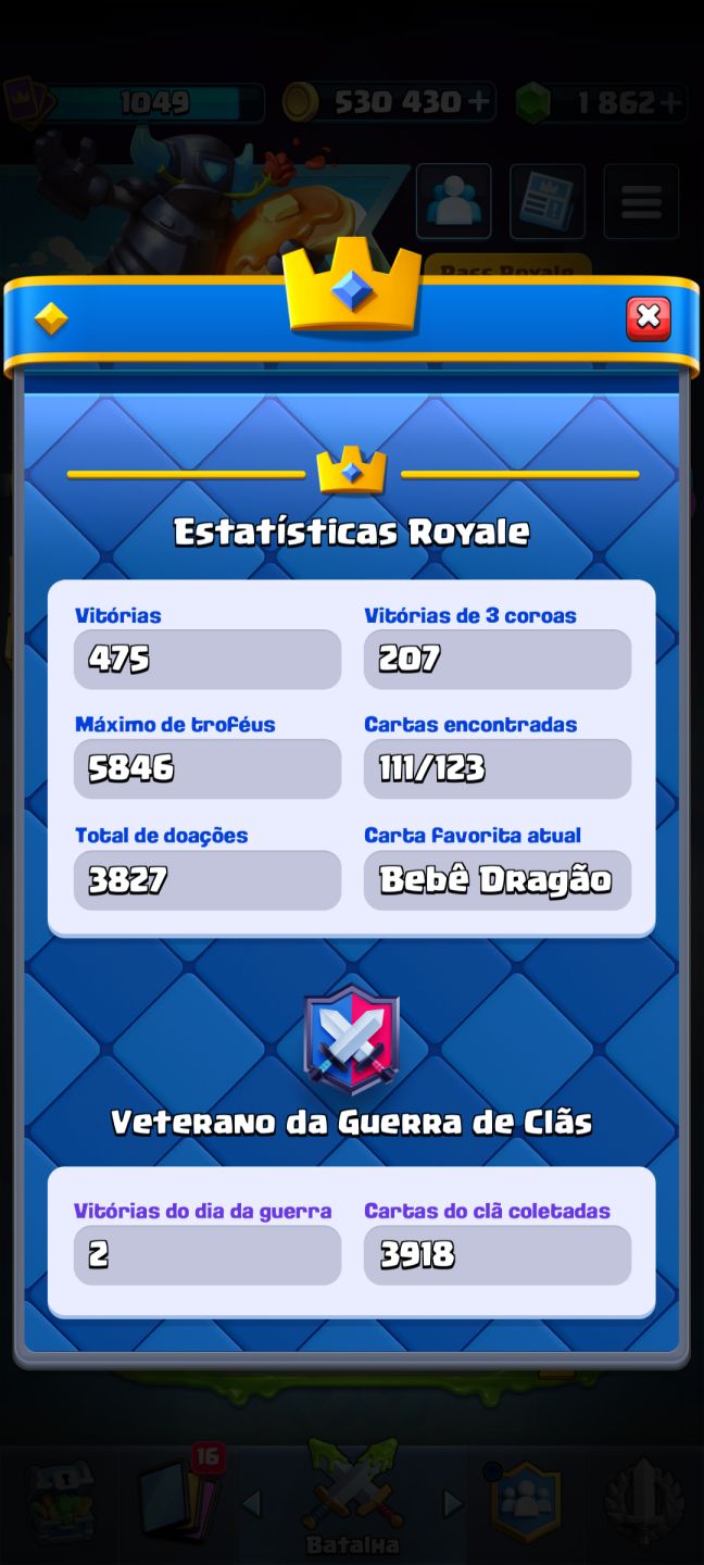CONTA BRAWL STARS COM SHELLY ESTELAR+CLASH ROYALE