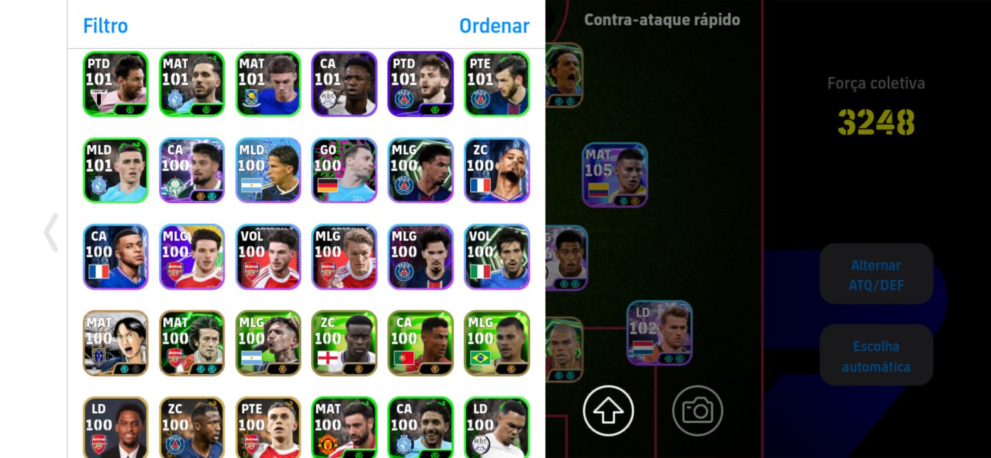 EFootball 3249 Força | 5x Div 1 | Buffon 107, Pepe 107, CR7 106, Vieira 106 |
