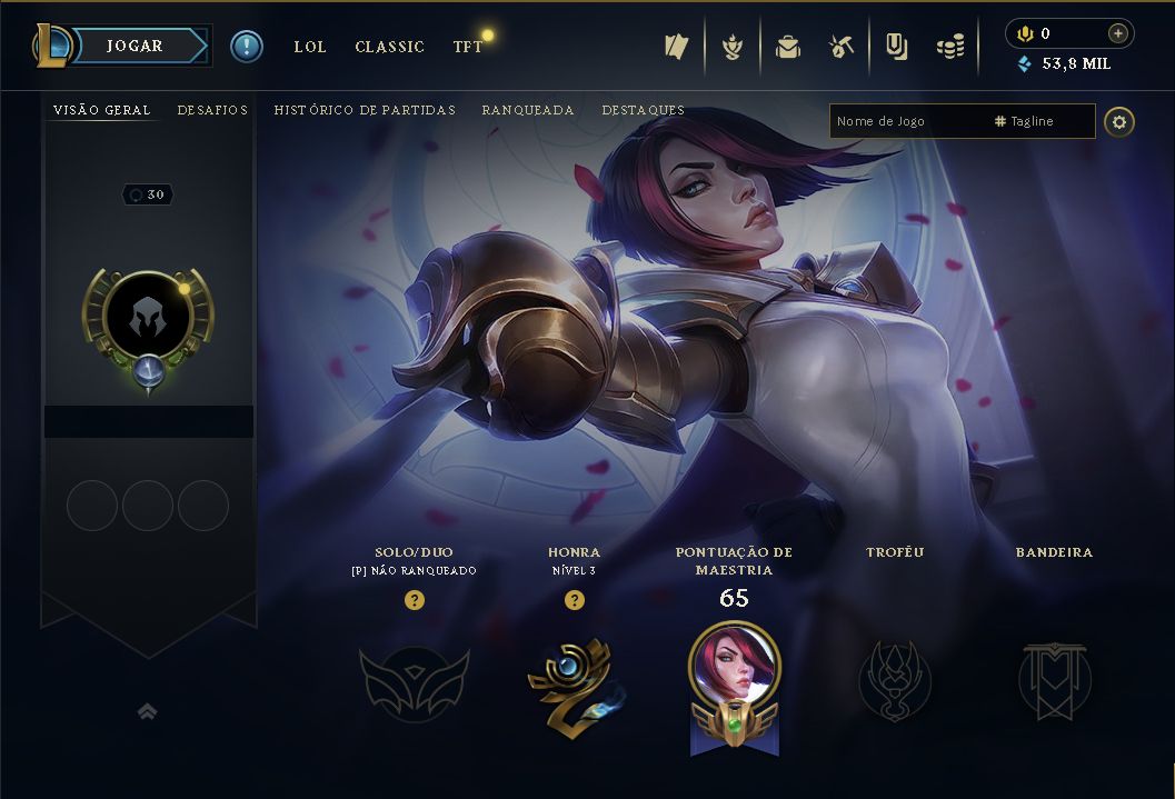 Conta Unranked Nv 30 Ranked Liberada Upada a Mão | Kws Feito | 50K+ e. Azul