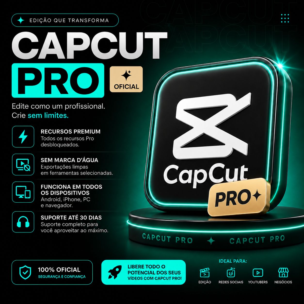 CAPCUT PRO 30 DIAS COMPARTILHADO PREÇO MAIS BAIXO DO MERCADO