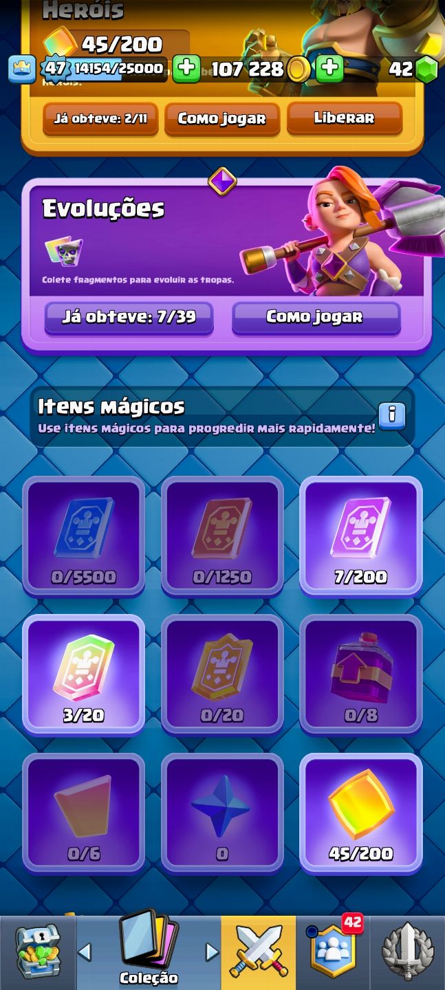 Conta de Clash Royale ARENA 24 VÁRIAS EVOLUTIVAS !